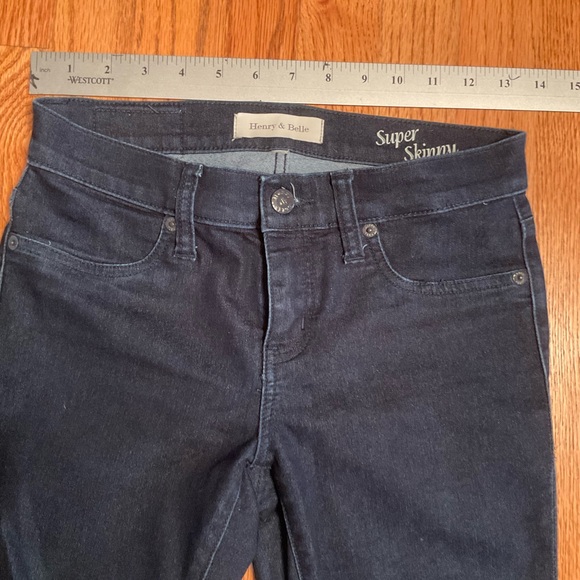 Henry & Belle Jeans, Super Skinny, Dark Blue Denim, 5-Pocket Style, Sz 27 x 32.5 - Picture 11 of 12